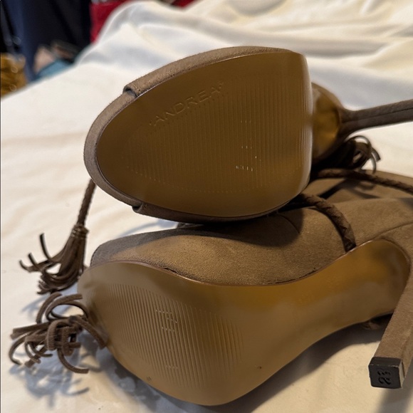 Andrea by Sadek Brown Braided-Wrap Suede‎ Heeled Ankle Boots, Women’s Size 8” - Picture 5 of 9